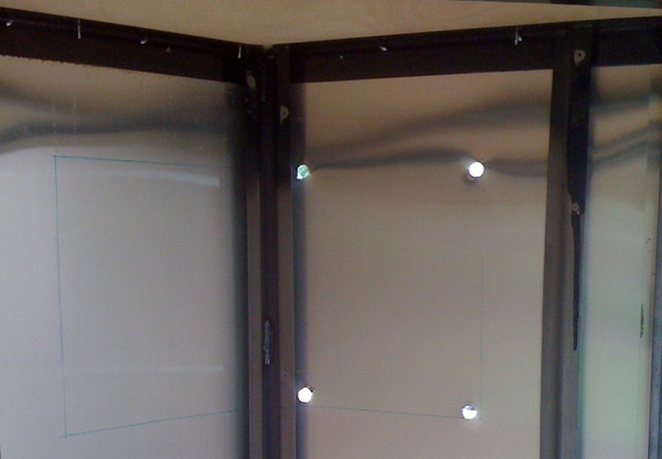 The gap for the A/C unit is drawn in and holes drilled to allow me to use the sawzall