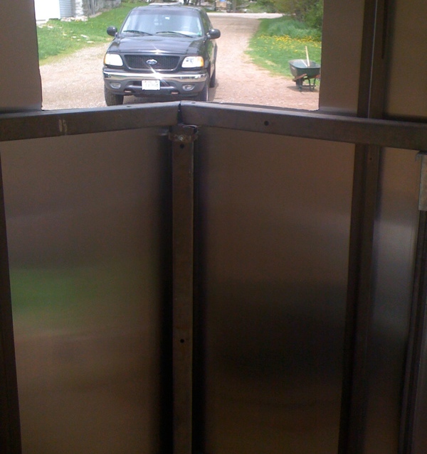 The horizontal and vertical supports for the A/C unit